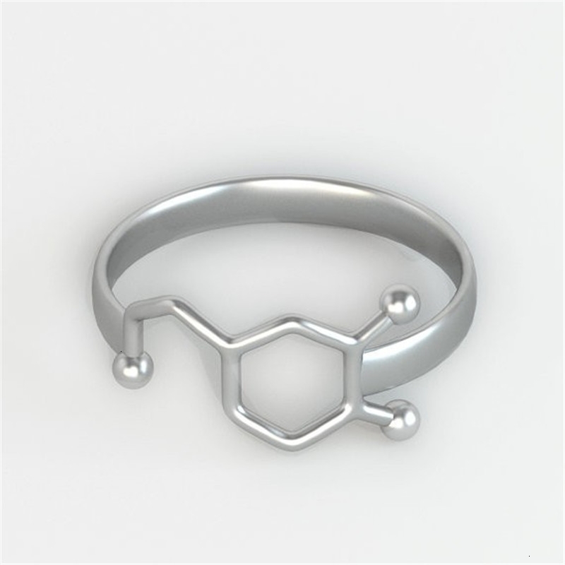 Wedding Rings Fashion Dopamine Molecule Ring for women Chemistry Neurotransmitter Science Jewelry 230710