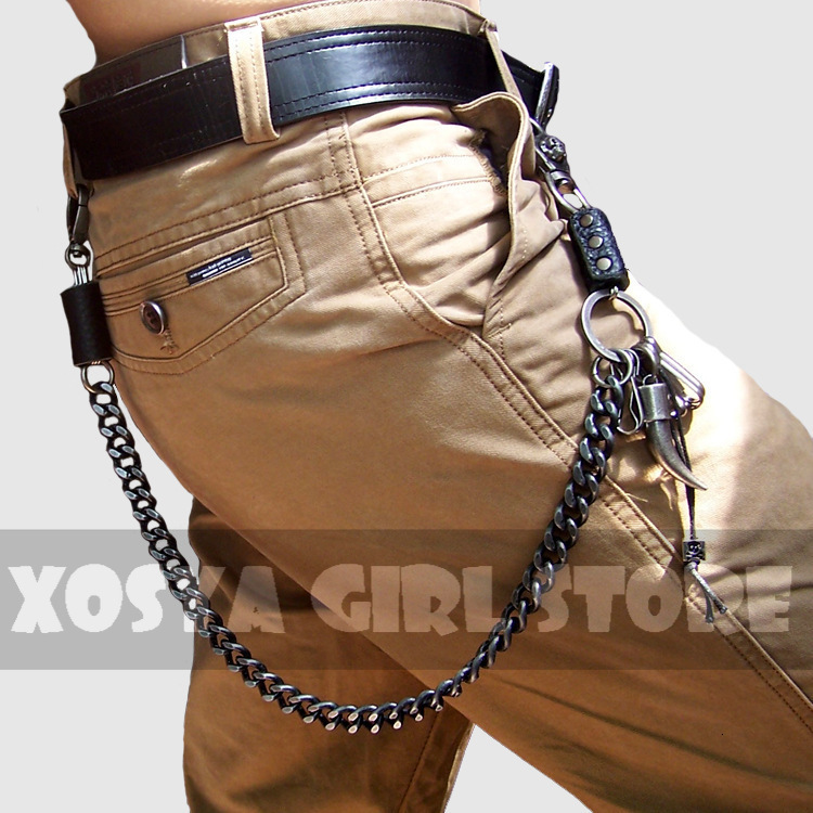 Keychains Lanyards Hip hop punk horns skull metal casual wild pants chain wallet key men s waist DR02 230710