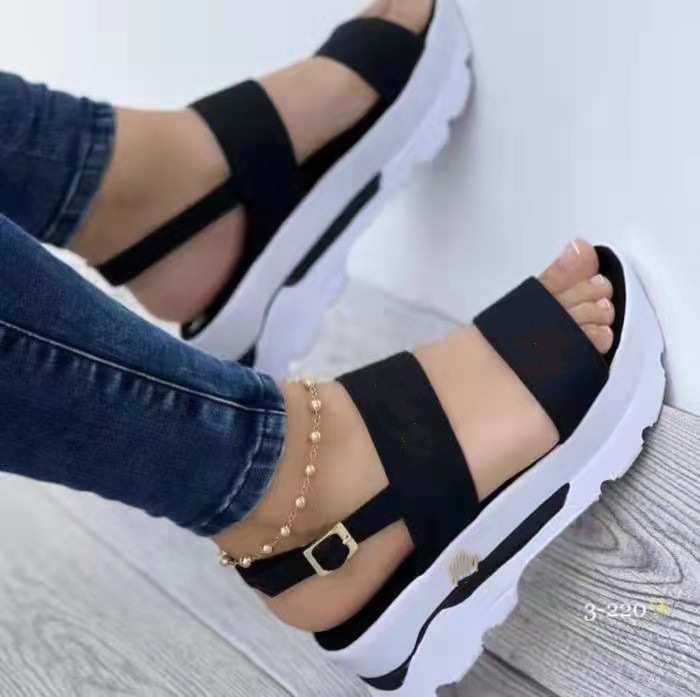 Sandals Summer Large Women's Shoes with Wide Face and Sweet Style Thick Sole Slope Heel Sandals for Women 230710