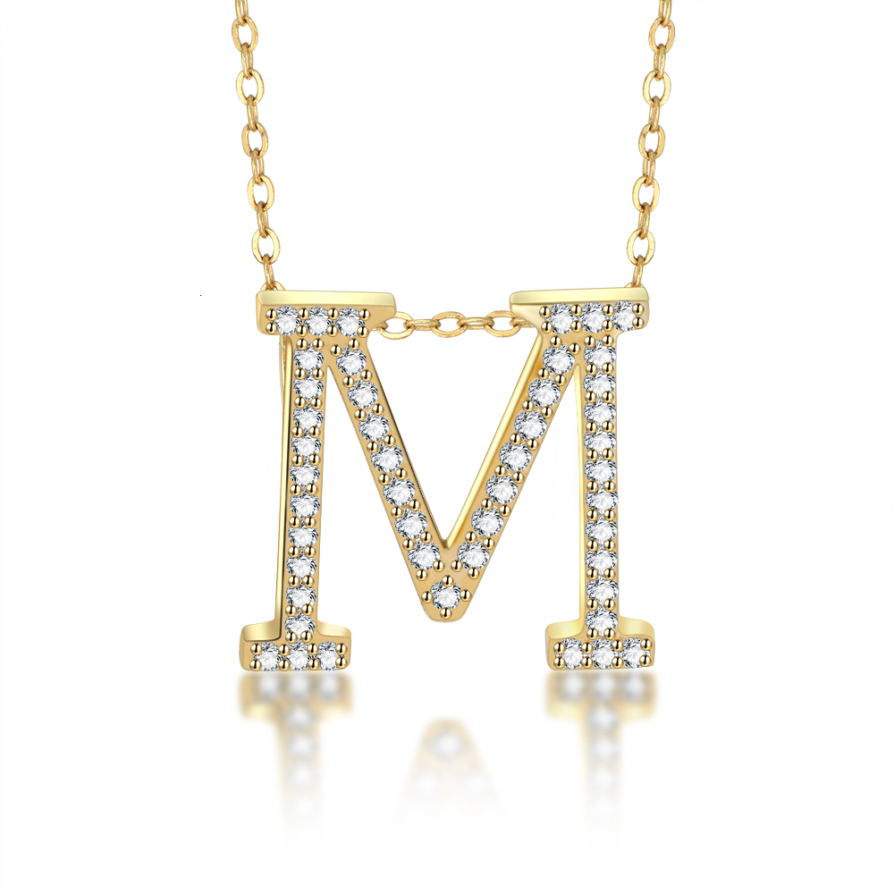 Pendant Necklaces Fashion Solid 925 Sterling Silver Initial 26 Letter Charms Pendant For Women Necklace Jewelry Accessories With Chains 230710