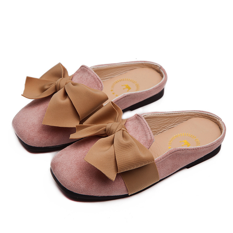 Slipper Girls Sandals Summer Kids Fashion Princess Korean Style Non-slip Solid Beige with Bow Cute Slippers Drop Low Heels 230710