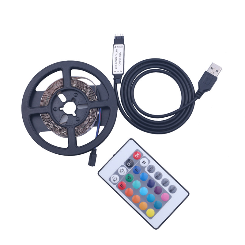5M LED Light String 60 Leds Computer Desk DIY Backlight 24 Key Remote Control RGB Multicolor Tape Home Decoration Light Strip D2.0