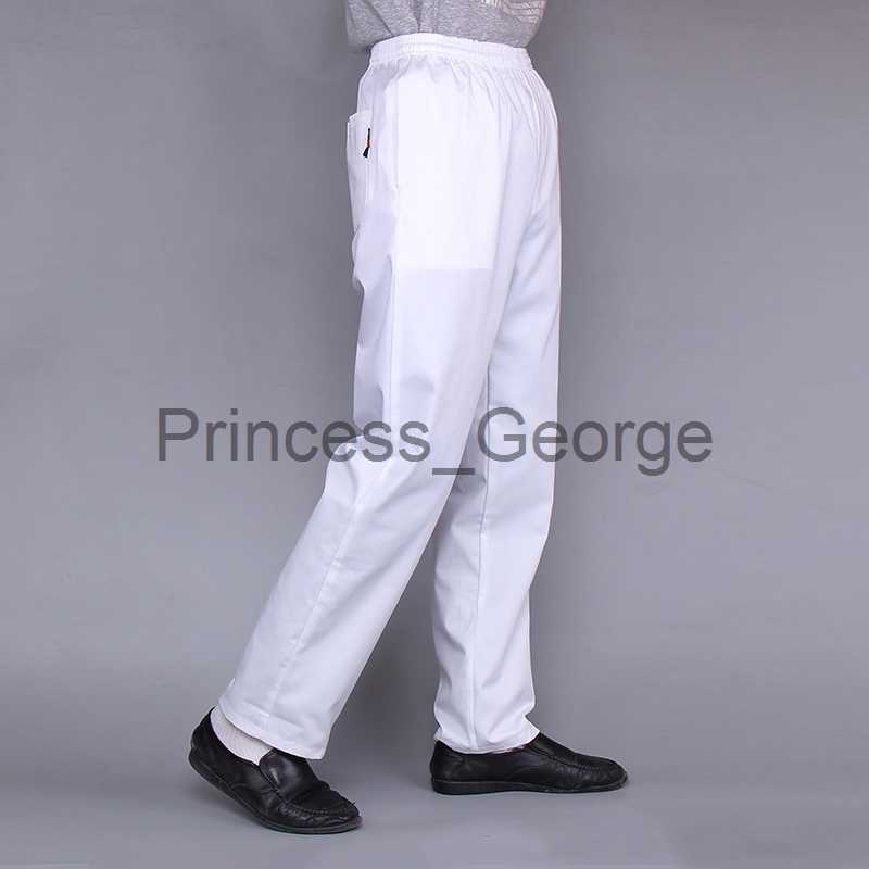 Others Apparel High Quality Chef uniforms kitchen cooker work clothes white pants hotel restaurant bakery catering elastic trousers zebra pants x0711