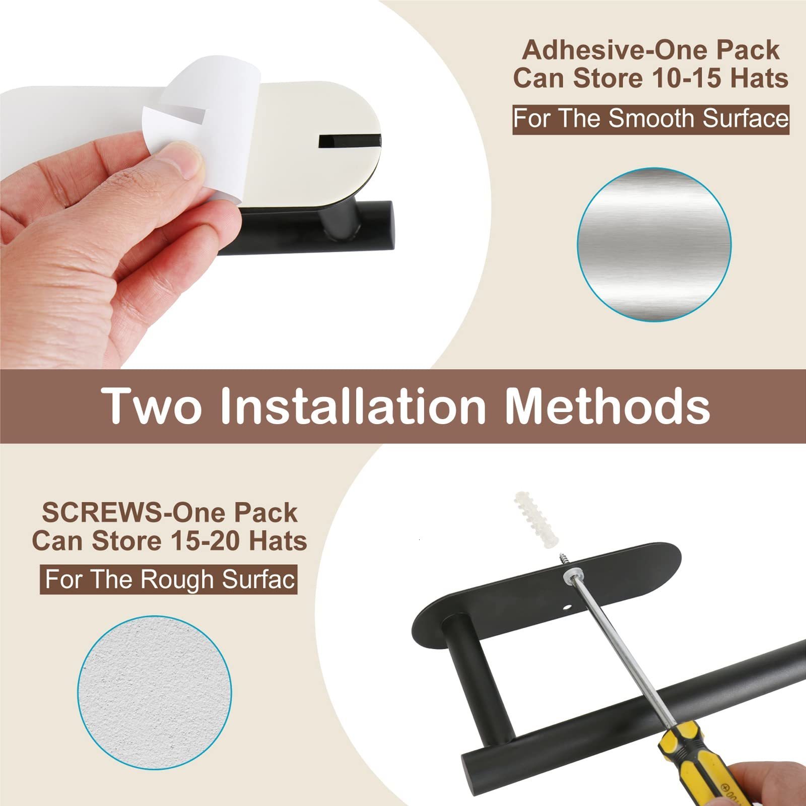 Storage Holders Racks Hat Racks for Baseball Cap Drilled or Strong Adhesive Hat Organizer Hold 30 Cap Retractable Cap Holder for Closet Door Bedroom 2