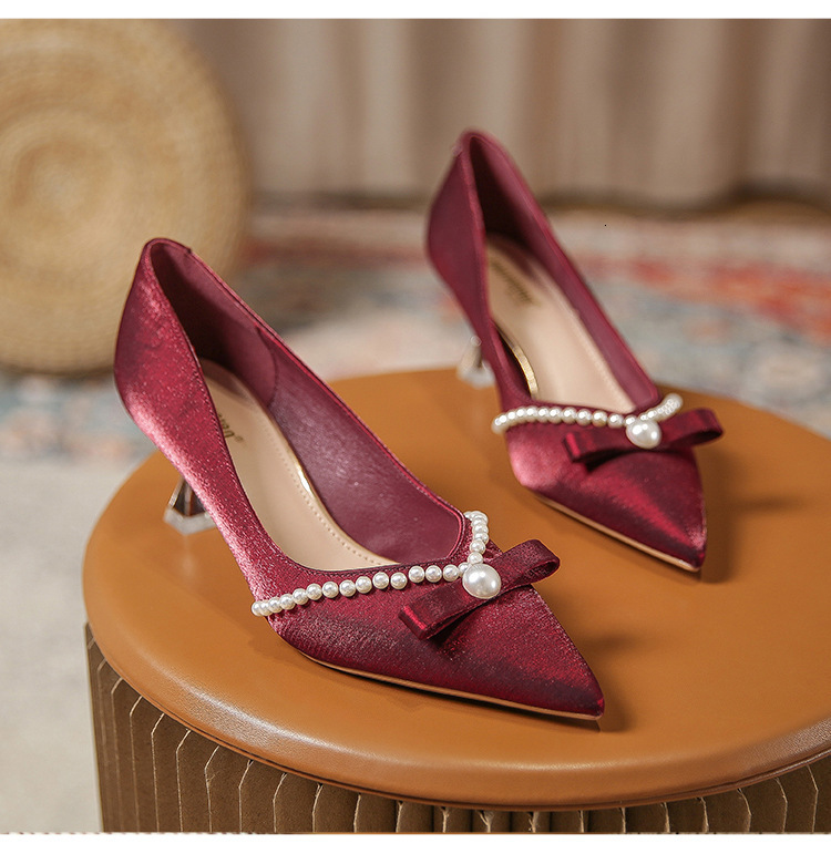 Dress Shoes High Heeled Women Thin Heels French Single Pointy Korean Fashion Wedding Bridesmaid Zapatos De Mujer 230711