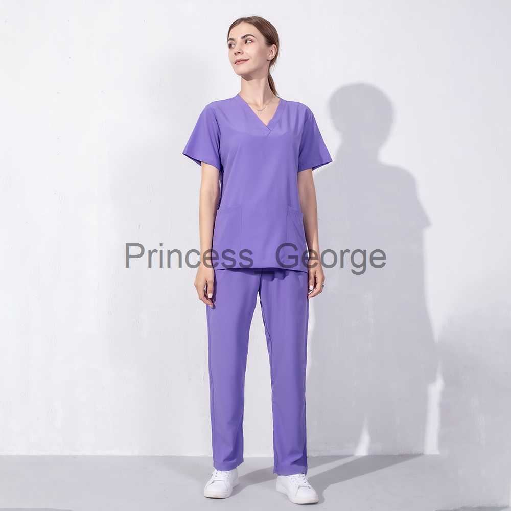 Others Apparel Elasticity Pet Clinic Nurse workwear High Quality Solid Color Nursing Scrubs Women Uniforms hospital Doctor Work Clothing suits x0711