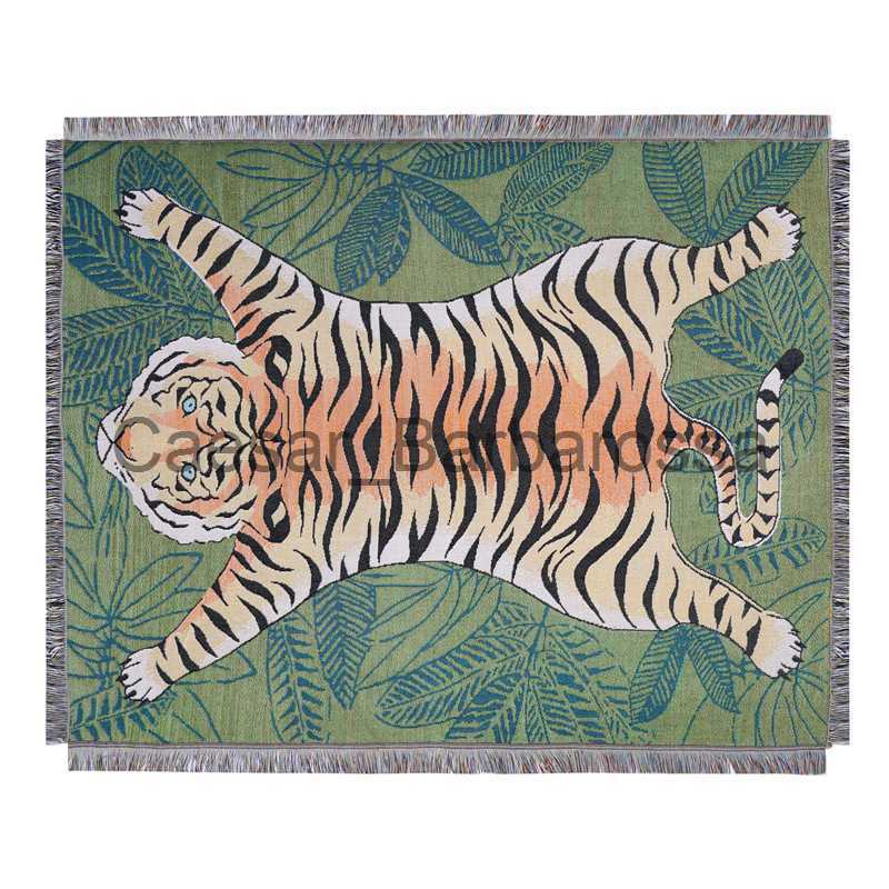 Blankets Textile City Ins Cartoon Leaf Tiger Throw Blanket Nordic Home Decorate Sofa Cover Knitted Tassel Tapestry Camping Picnic Mat x0711