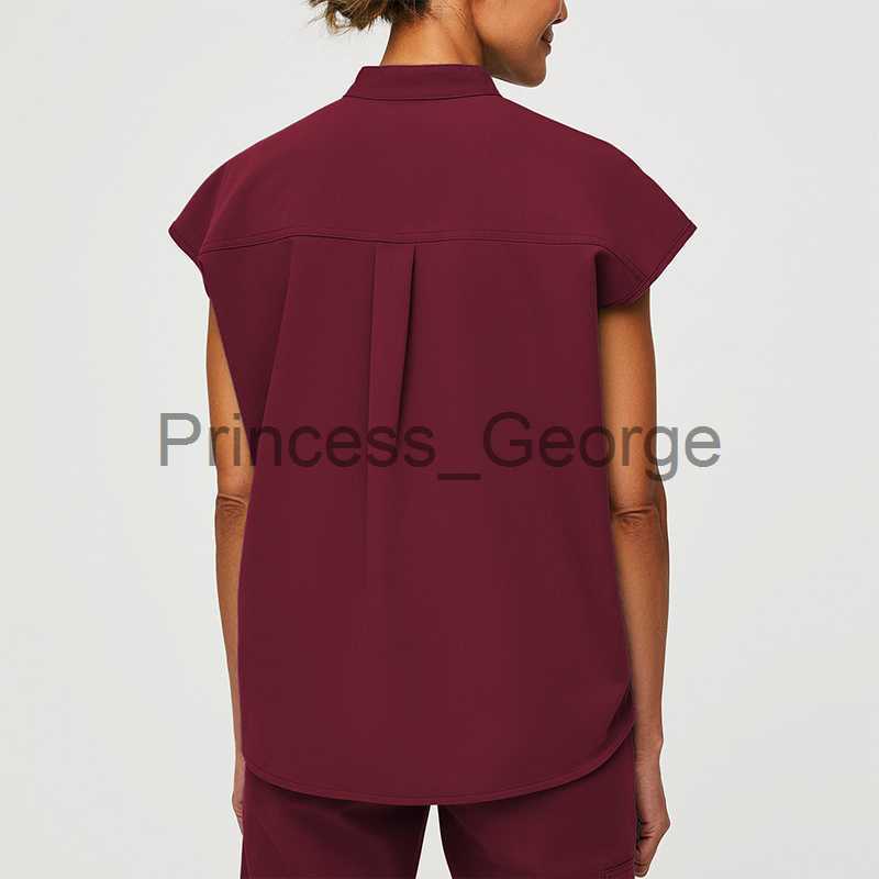 Others Apparel Solid Color Uniform Nurse Workwear Scrubs Set Top Pant Women Summer Elastic Quick Drying Hospital Doctor Working Suits x0711