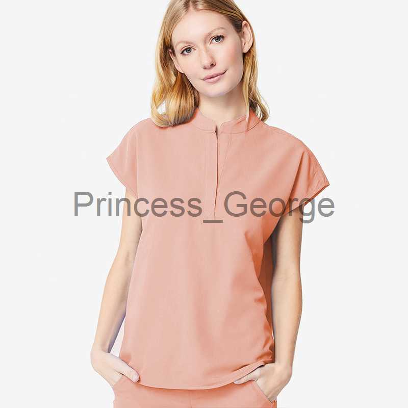 Others Apparel Solid Color Uniform Nurse Workwear Scrubs Set Top Pant Women Summer Elastic Quick Drying Hospital Doctor Working Suits x0711