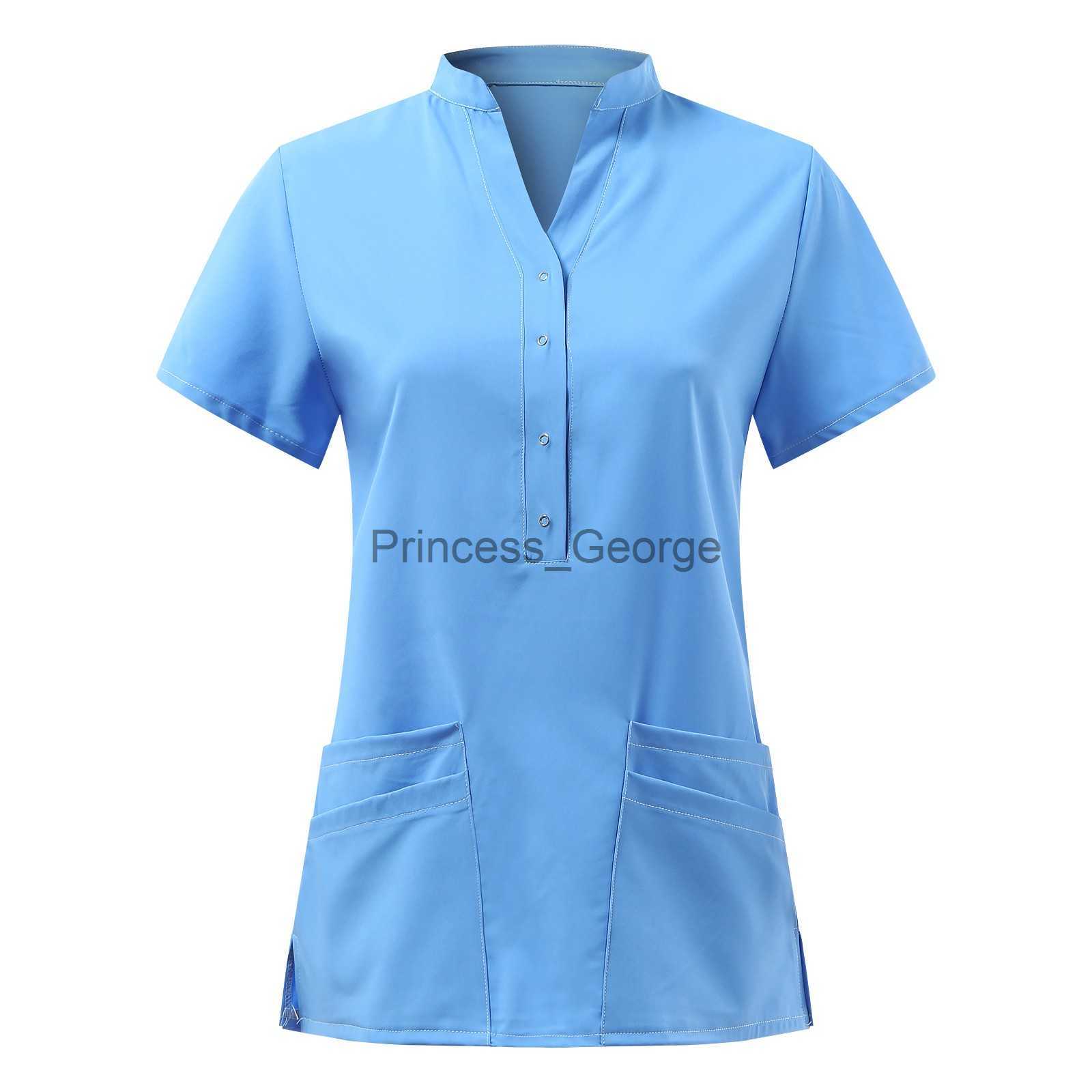 Others Apparel Solid Women Nurse Uniforms Scrub Tops Button Nursing Working Medical Uniform Blouse Nurse Accessories Scrubs Uniforms Nursing x0711