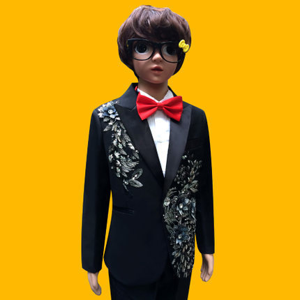 Suits High quality fashion gentleman style custom boy suit tailor jacket 4 piece embroidered sequins costume show 230711