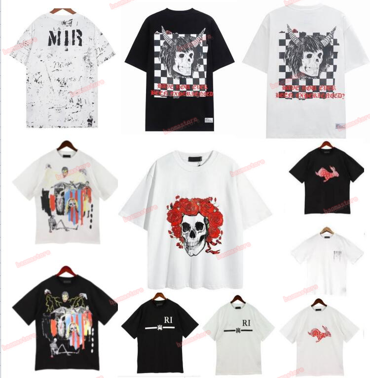 

Mens T Shirt Designer Tshirt Limited Edition Couples Tees Street Wear Summer Fashion Brand A miri Shirt Splash-ink Letter Print Short Sleeve Casual Loose Crewneck Tee, W1111