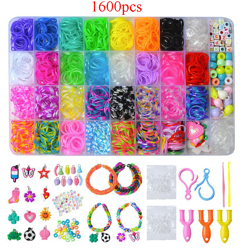 Party Games Crafts Rubber Bands Loom DIY Handmade Bracelet Making Kits Beads Toys for Girls Children Craft Christmas Gifts Weaving Tool Box 230710
