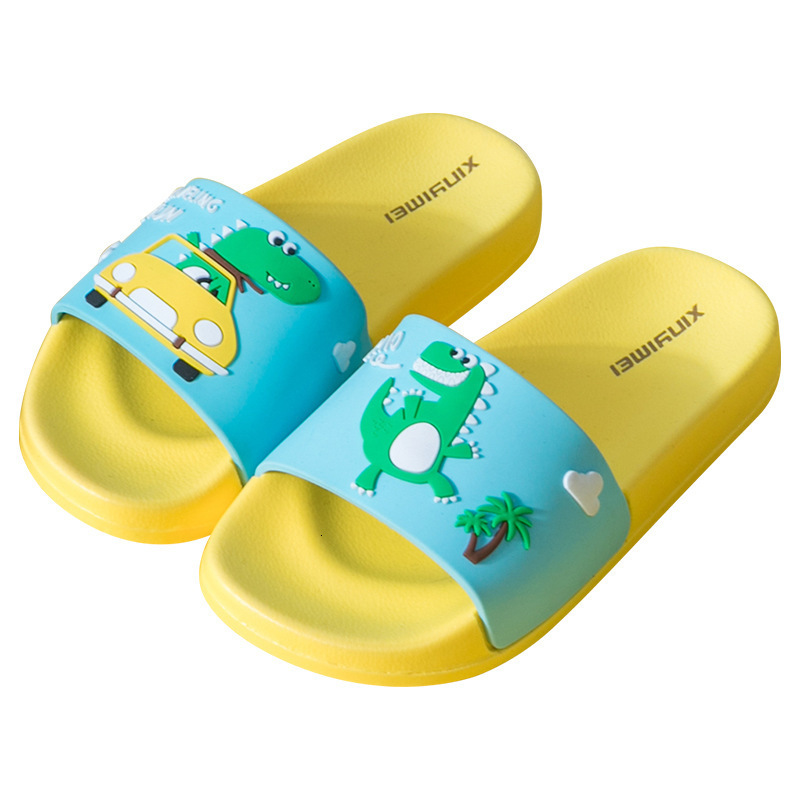 Slipper Cute Kids Slippers Dinosaur Car Pattern Children Baby Home Slippers Waterproof Breathable Non-slip Boys Girls Home Shoes 230710
