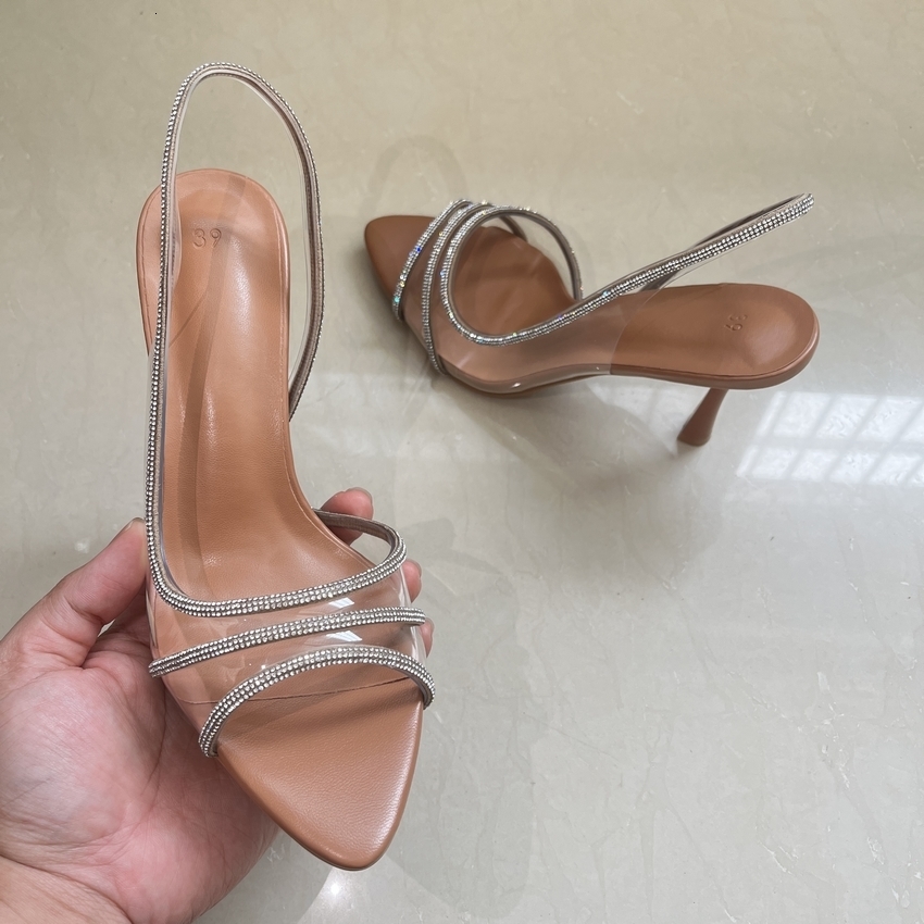 Dress Shoes Fashion Women Pumps Sandals Summer Sexy Slingback High Heels s Elegant Pointed Toe Transparent PVC Party Wedding 230711
