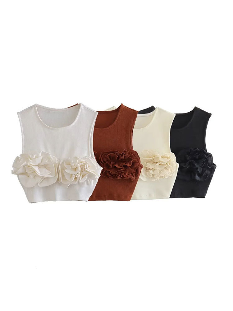Women's Tanks Camis Nlzgmsj TRAF Summer Women's Tank Top Sleeveless Top Ruffled Decoration Short Top Y2K Tank Top 230710