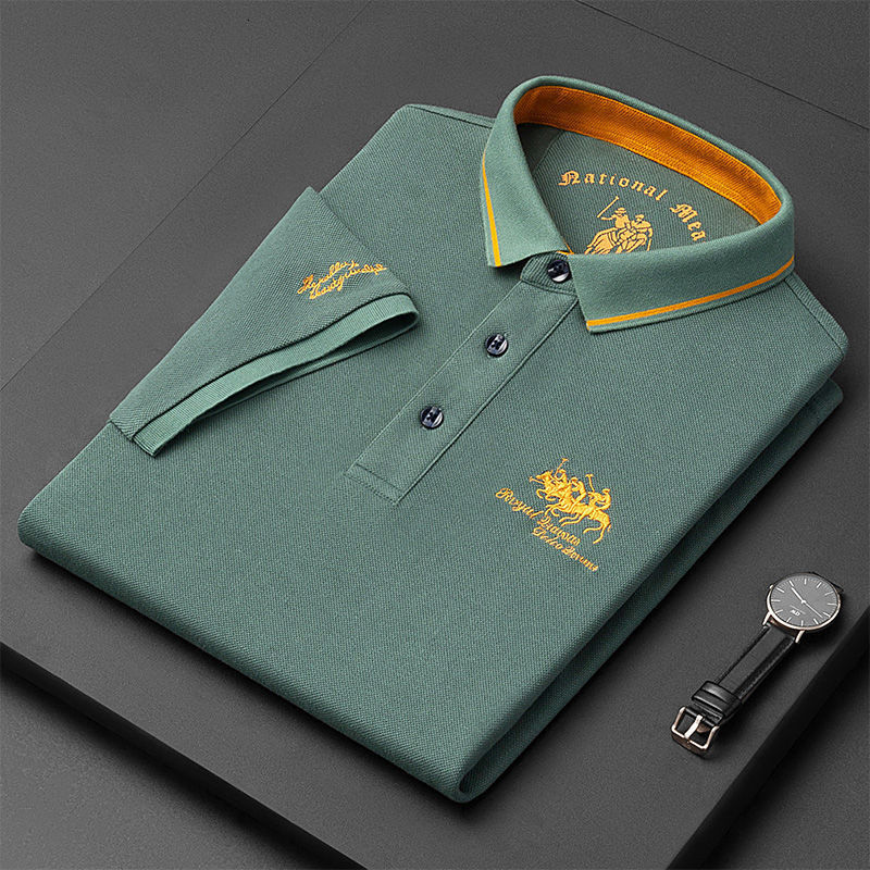 Men's Polos High Quality Pure Cotton Embroidered POLO Shirt 2023 Summer HighEnd Business Leisure Sports Lapel ShortSleeved 230724