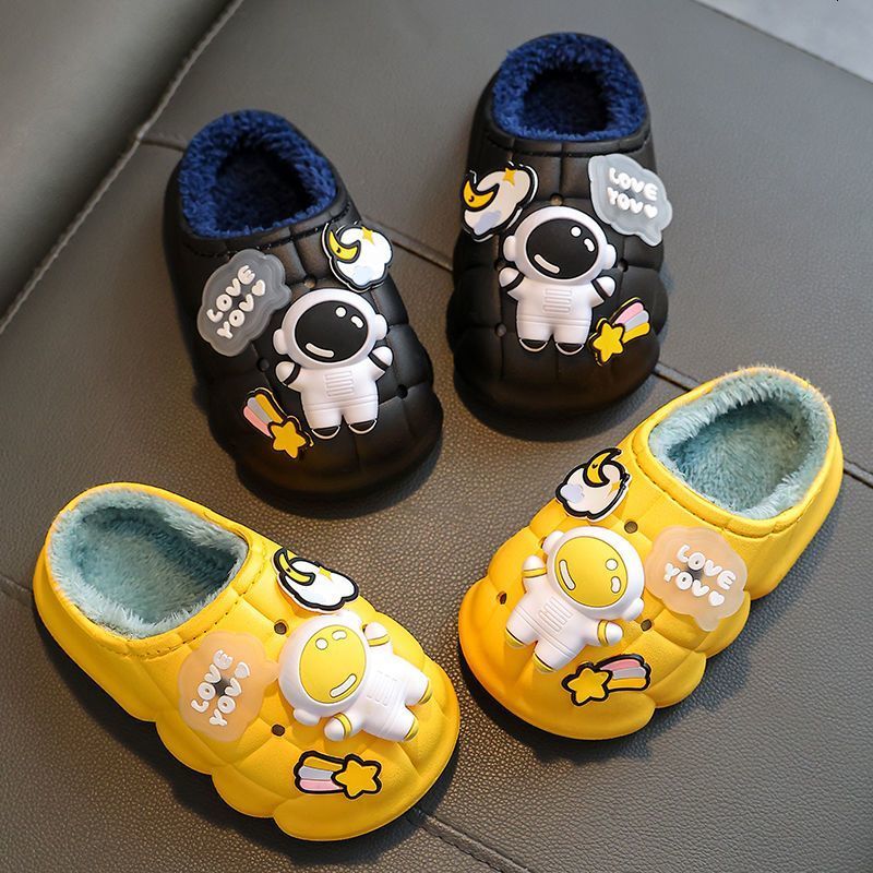 Slipper Outdoor Winter Plush Slippers for Kids Women Men's Waterproof Warm Non-Slip Plush Home Thick Flat Platform Slip On Ladies Shoes 230710