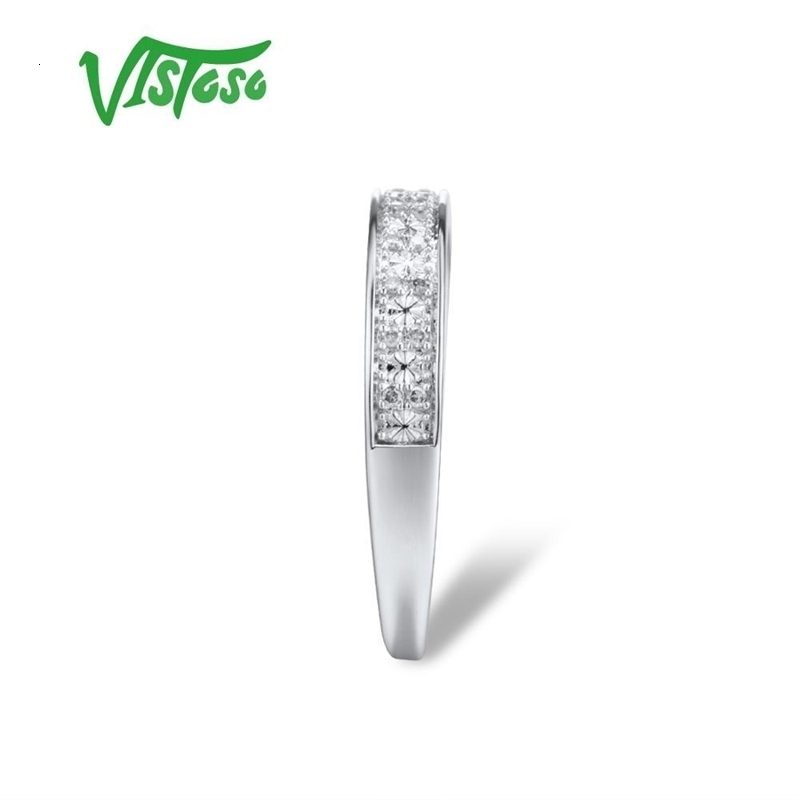 With Side Stones VISTOSO Gold Rings For Women Genuine 9K 375 White Ring Sparkling Diamond Promise Band Anniversary Fine Jewelry 230710