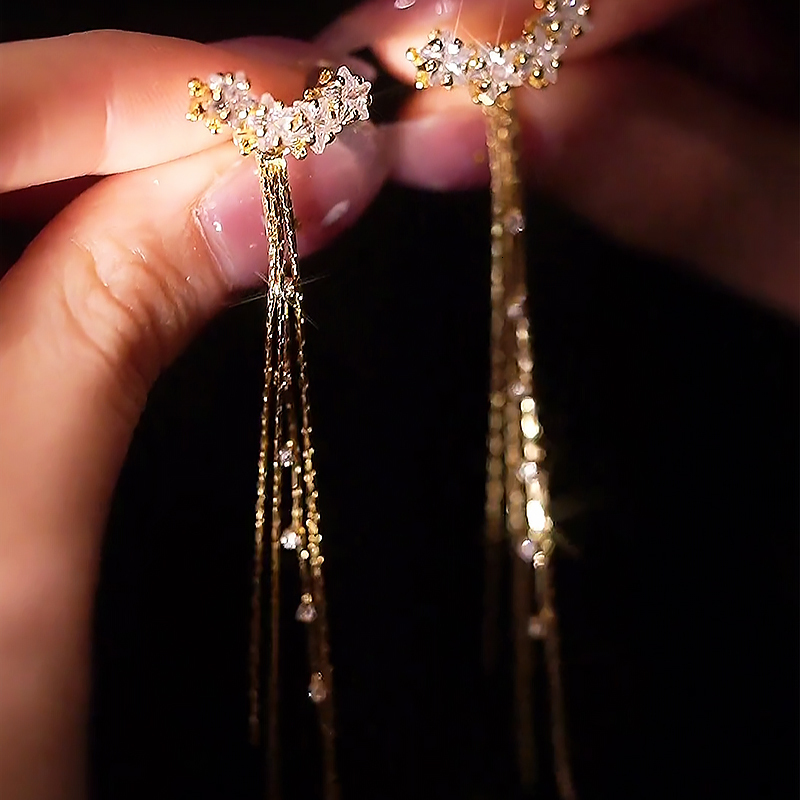 Stud Trend Long Wire Tassel Thread Chain Climb Star Heart Pendants 2023 Korean Drop Earring s Straight Hanging Earings Jewelry 230710