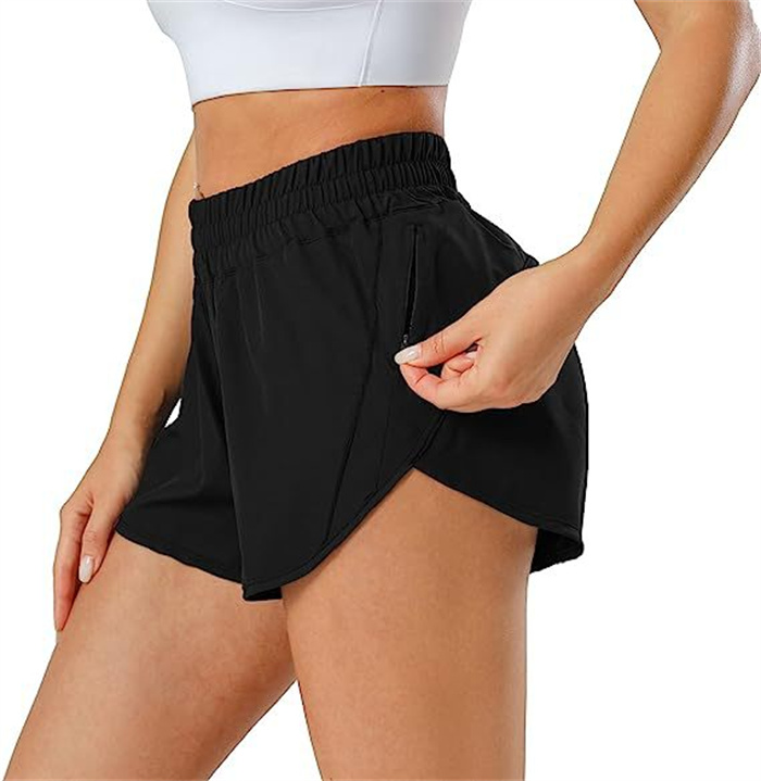 L1467 Women Sports Yoga Shorts Outfits High Waist Sportswear Breathable With Pocket Fitness Wear Short Pants Girls Running Elastic With Inner Lining 6