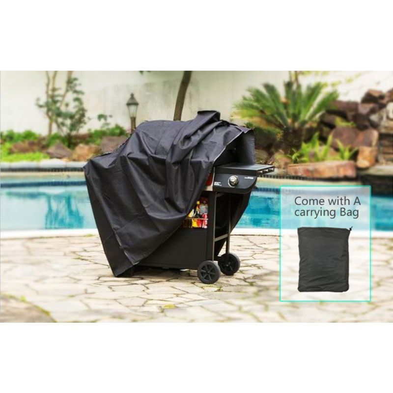 BBQ Tools Accessories BBQ Cover Outdoor Dust Waterproof Weber Heavy Duty Grill Cover Rain Protective Outdoor Barbecue Cover Round Bbq Grill Black190T 