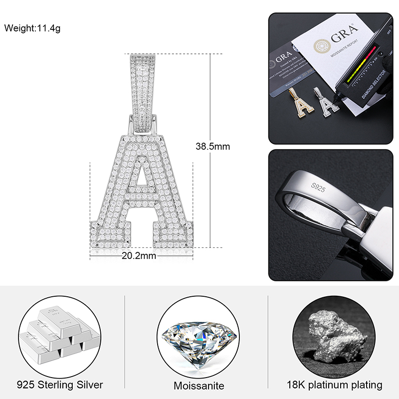 Pendant Necklaces A-Z Letter Jewelry Necklace Women Iced Out Prong Setting Pendant Personalized Charms Rapper Super Star Hip Hop Punk 230710