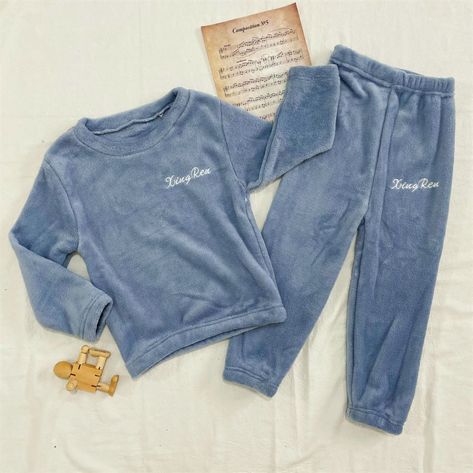 Pajamas Pyjamas Kids Winter Warm Sleeping Wear Sets Boys Girls Fleece Soft Sleepwear Baby Pijamas Clothes 2 pcs Suits 230710