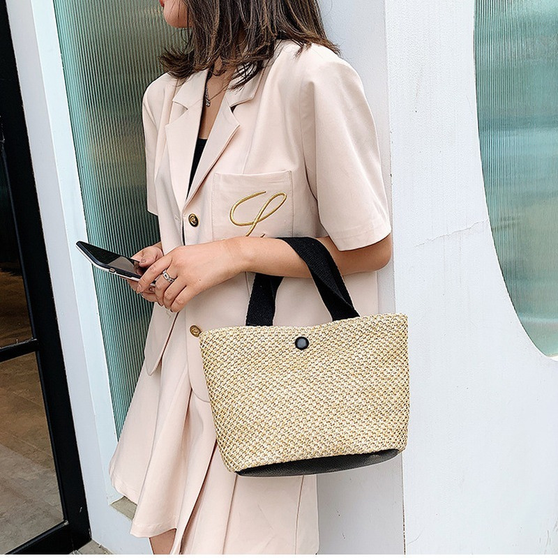 Evening Bags Summer Bohemian Handmade Weaving Women Beach Straw Bag Wrapped Rattan Basket Handbags Travel 230711