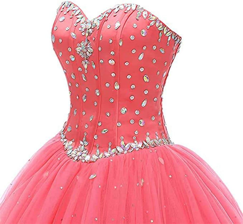 Quinceanera Dresses Princess Sweetheart Crystal Ball Gown with Tulle Lace-up Plus Size Sweet 16 Debutante Party Birthday Vestidos De 15 Anos 145