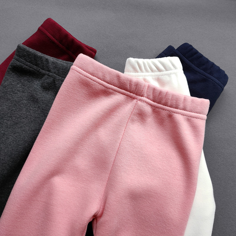 Trousers Autumn Winter Girls Fleece Leggings Kids Slim Thermal children's Solid Color Plus Velvet Warm Pants 230711