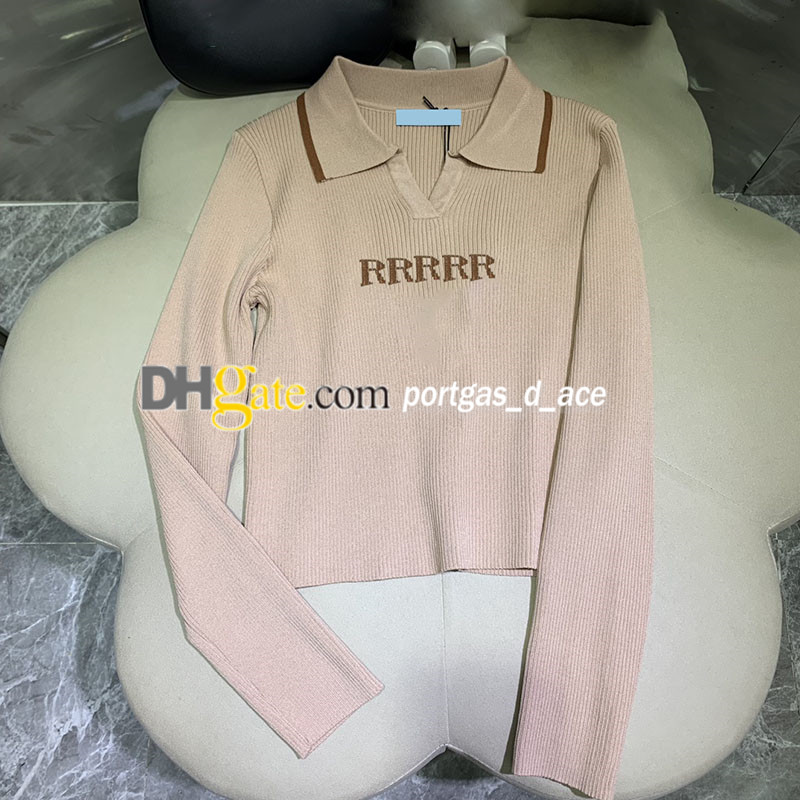 Luxury Knitted Tops Women T Shirt Long Sleeve Lapel Shirts Letters Jacquard Deisg On Chest Knits Woman Top Tee, With label
Luxury Knitted Tops Women T Shirt Long Sleeve Lapel Shirts Letters Jacquard Deisg On Chest Knits Woman Top Tee, With label