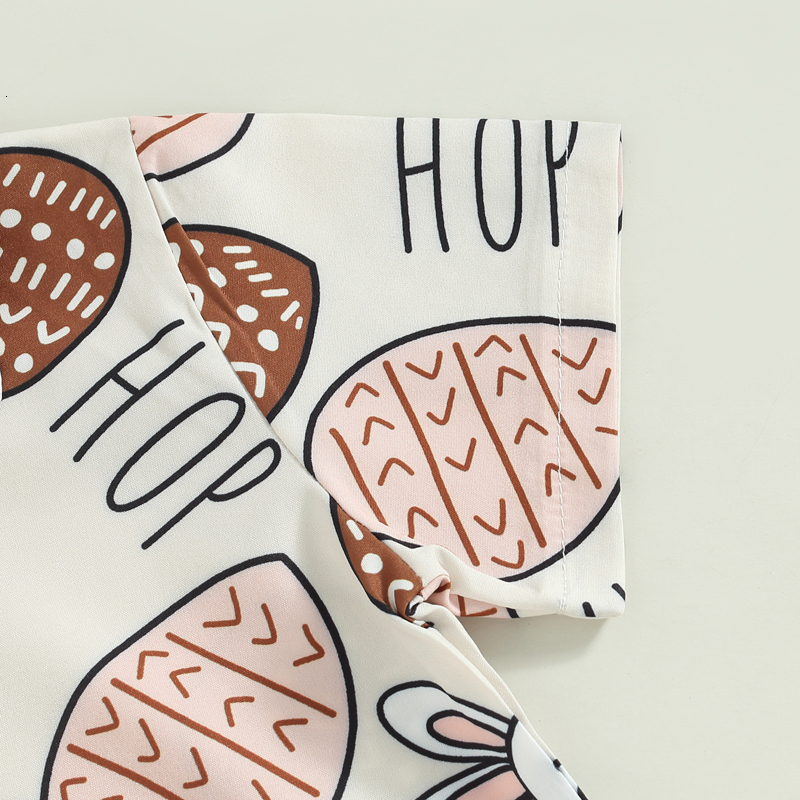 Clothing Sets -12-22 Lioraitiin 0-5Years Baby Kids Boys Easter Shorts Set Short Sleeve Rabbit Print Button-down Shirt Shorts 230711