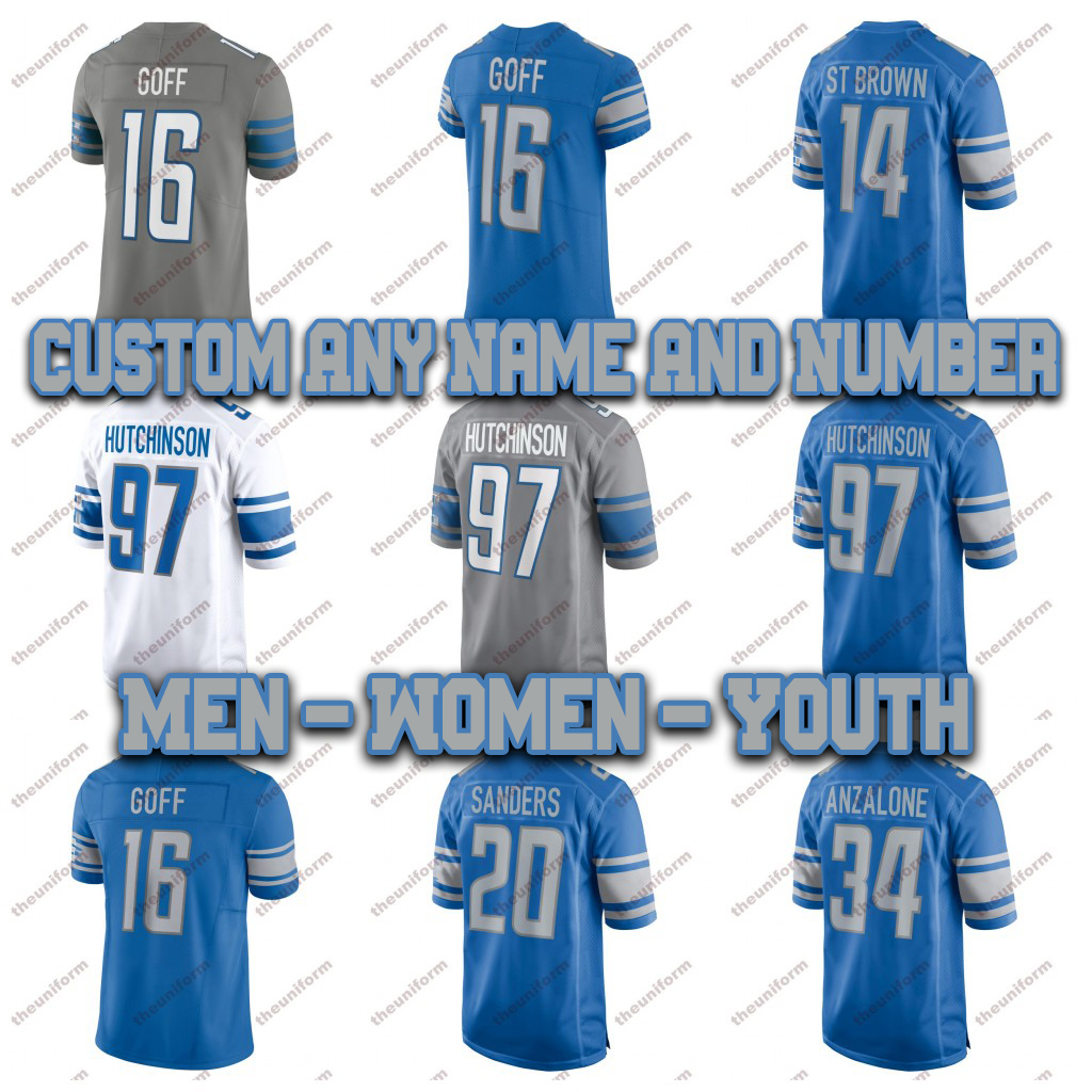 Custom Mens 97 Hutchinson American Football Jerseys 14 St Brown 26 Gibbs 44 Rodriguez 12 Hooker 16 Goff Womens Youth Football Jersey Size -5XL, Black
Custom Mens 97 Hutchinson American Football Jerseys 14 St Brown 26 Gibbs 44 Rodriguez 12 Hooker 16 Goff Womens Youth Football Jersey Size -5XL, Black