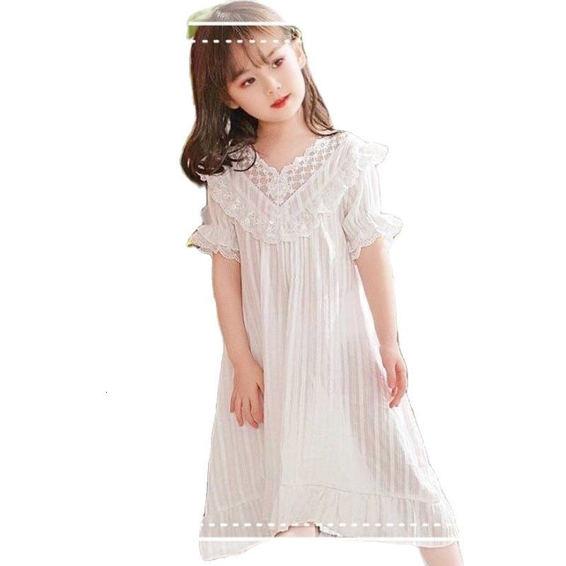 Pajamas Summer Baby Nightdress Breathable Jacquard Cotton Comfortable Short Sleeve Sleepshirts Lace Nightgown Sweet Solid Color Girls Ni 230711