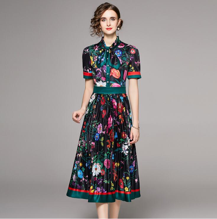 NEW Women Vintage Maxi Designer dresses Casual G Long Sleeve Boho Print Long Dress Up Elegant Clothing Skirt