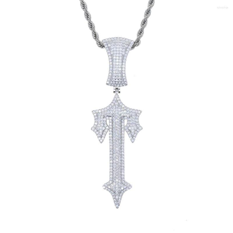 Pendant Necklaces Iced Out Zirconia Letter Trap Rapper Star Necklace For Men Real Gold Plated Solid Back Rock Street Jewelry