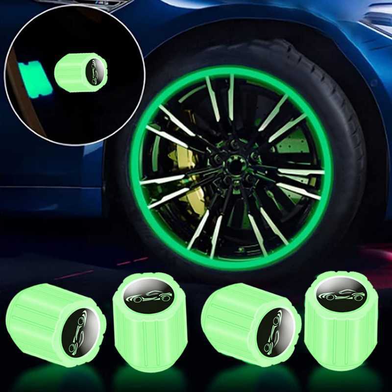 4pcs Fluorescent Car Tire Valve Caps Luminous Tire Valve Stem Cover Air-port Dust Cap Car Decor Accessories for Toyota Honda Kia