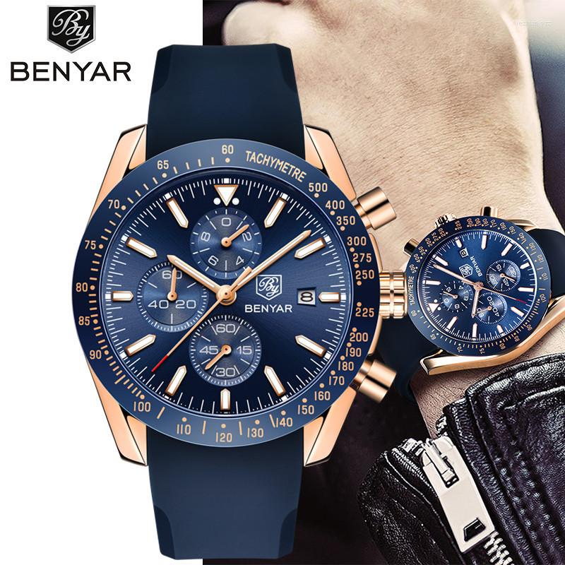 Wristwatches BENYAR Men Watch Top Brand Business Silicone Strap Waterproof Sports Quartz Chronograph Military Relogio Masculino, Gold blue
Wristwatches BENYAR Men Watch Top Brand Business Silicone Strap Waterproof Sports Quartz Chronograph Military Relogio Masculino, Gold blue