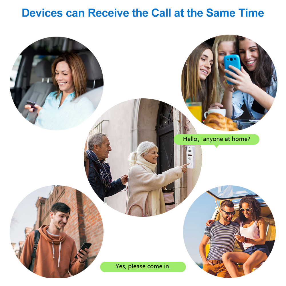 home security video intercom system with 4 channels 1080p resolution split screen display motion sensor and integrated doorbell