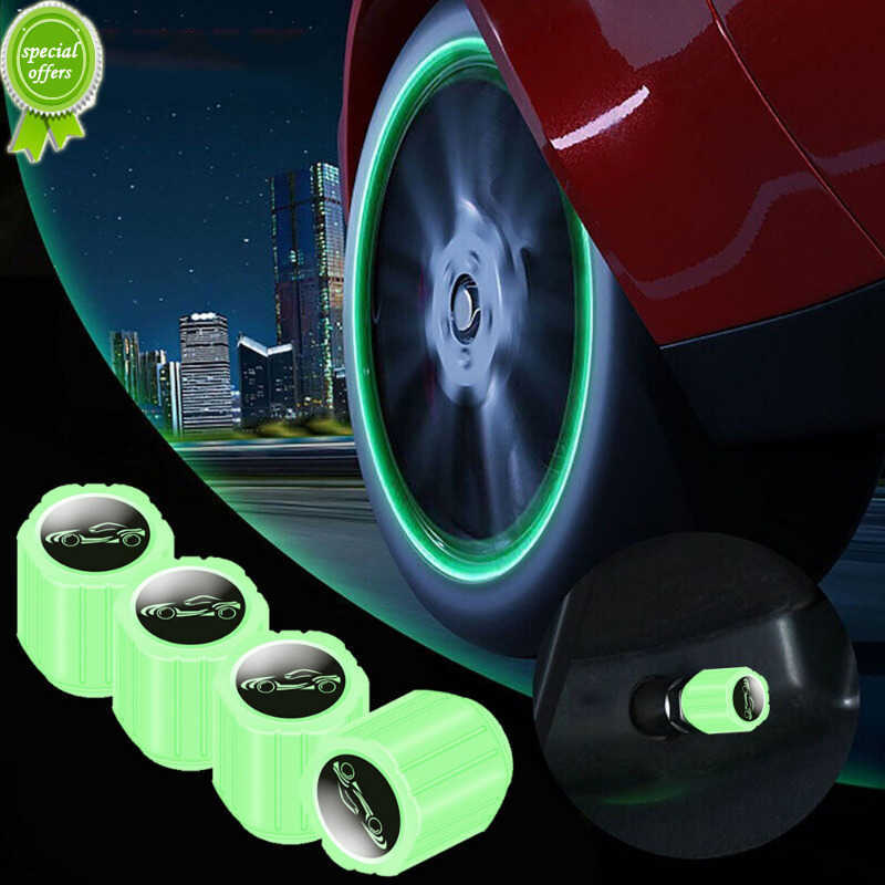 4pcs Fluorescent Car Tire Valve Caps Luminous Tire Valve Stem Cover Air-port Dust Cap Car Decor Accessories for Toyota Honda Kia