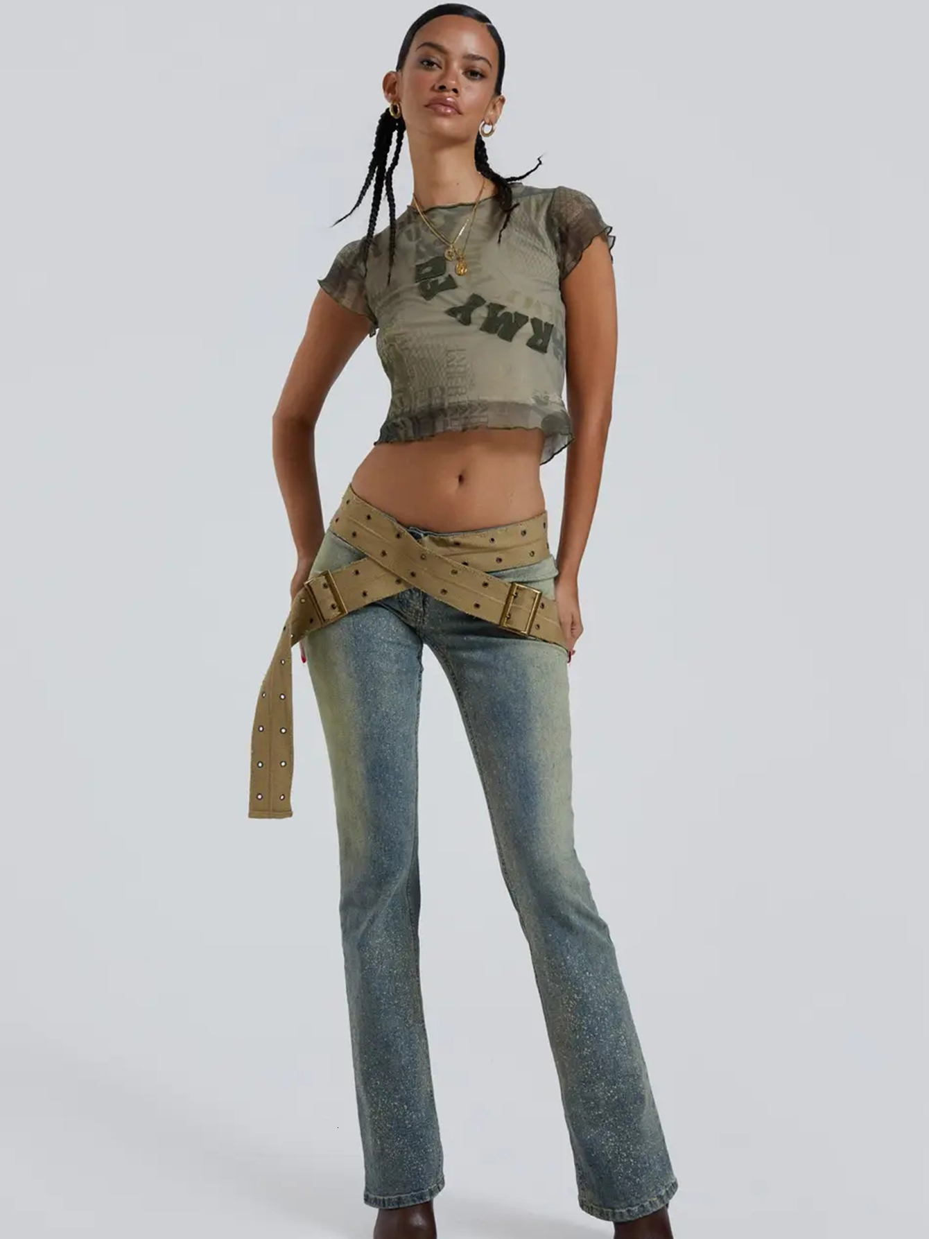 Skirts REDDACHiC Vintage Low Waist Flared Jeans for Women Cross Belt Bell bottoms Slim Fit Bootcut Pants Retro Y2k Trousers Streetwear 230711