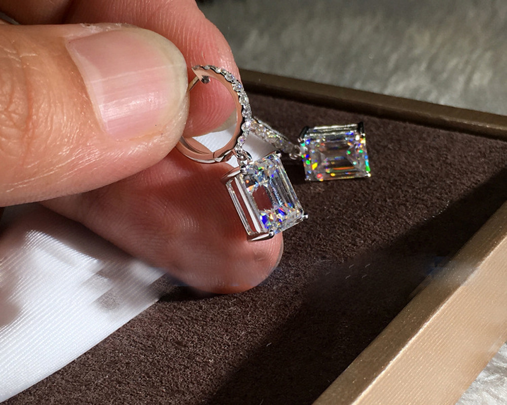 Stud Big Rectangle Bling Zircon Stone Silver Earrings for Women Cute Korean Earrings Fashion Jewelry 925 Silver 230711