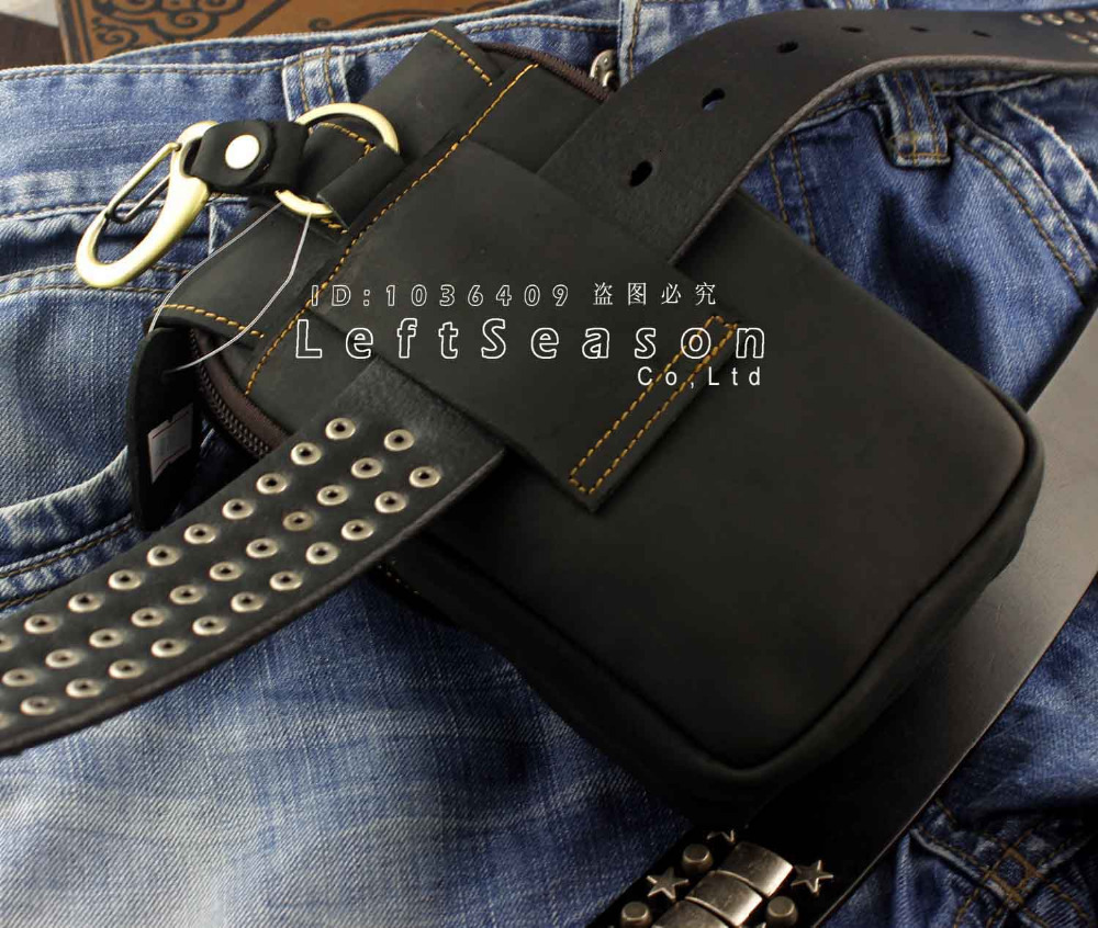 Evening Bags Crazy Horse Genuine Leather Cell Phone Belt Hook Purse Men Waist punch Bag 230711