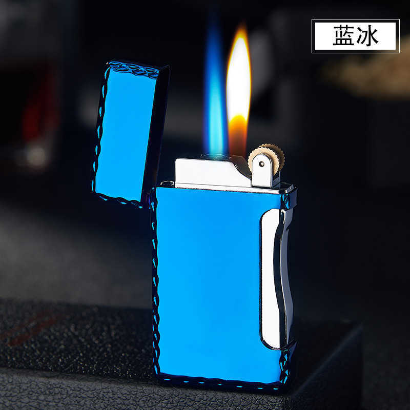 New Metal Double Flame Jet No Gas Lighter Grinding Torch Turbo Flint Free Fire Butane Windproof Cigarette Cigar 934K W260202