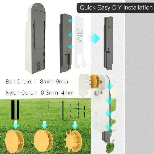 Automatic DIY controls Motorized Chain Roller Blinds Drive Motor Powered By Solar Panel and Charger Buildin Bluetooth APP Control