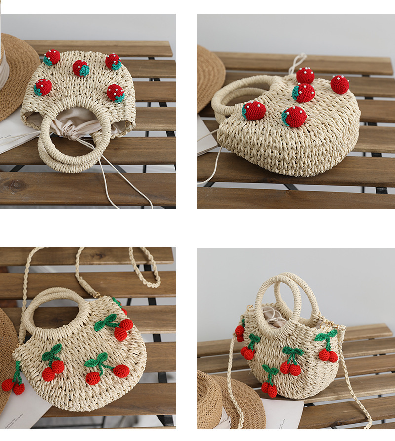 Evening Bags cute cherry small fresh straw bag handwoven strawberry messenger 230711