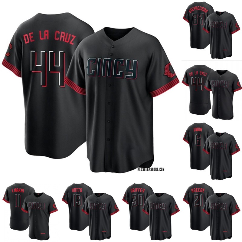 Cincinnati Elly De La Cruz Reds Jersey Tyler Stephenson Joey Votto Barry Larkin Pete Rose Johnny Bench TJ Friedl Matt McLain Hunter Greene Alexis Diaz Jonathan India, Mens retro white