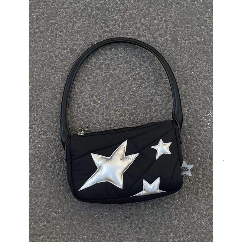 Evening Bags Silver Star Pedants Featured Carry Bag Girls YK2 Loli Cute Kawayi Harajuku Black Small 230711