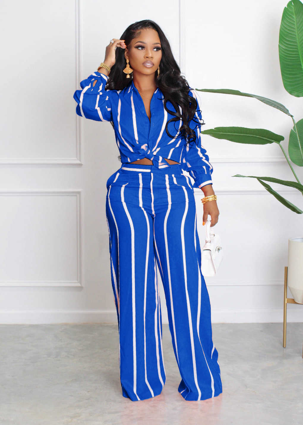 Women Designers Clothes 2023 tracksuits Printed Stripe Shirt Long Sleeve Loose Straight Set Two Pieces sport suits